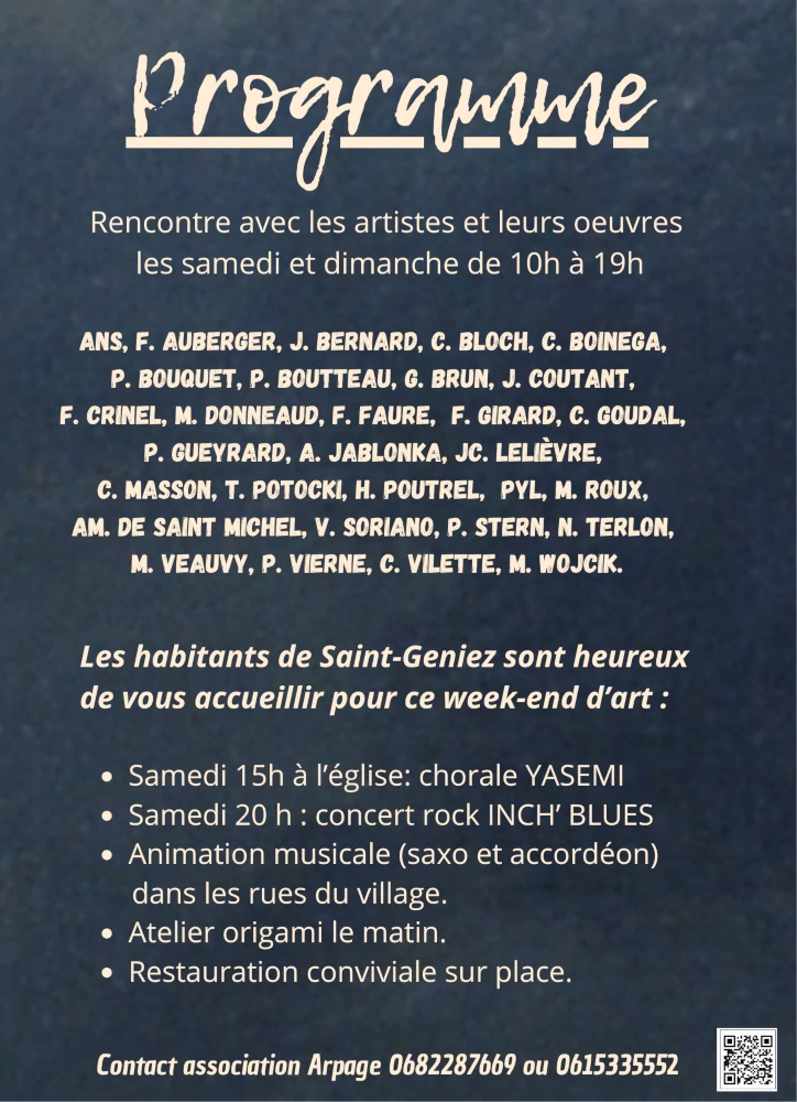 Arts à Saint-Geniez - 21 et 22 juin 2025 - Programme et artistes